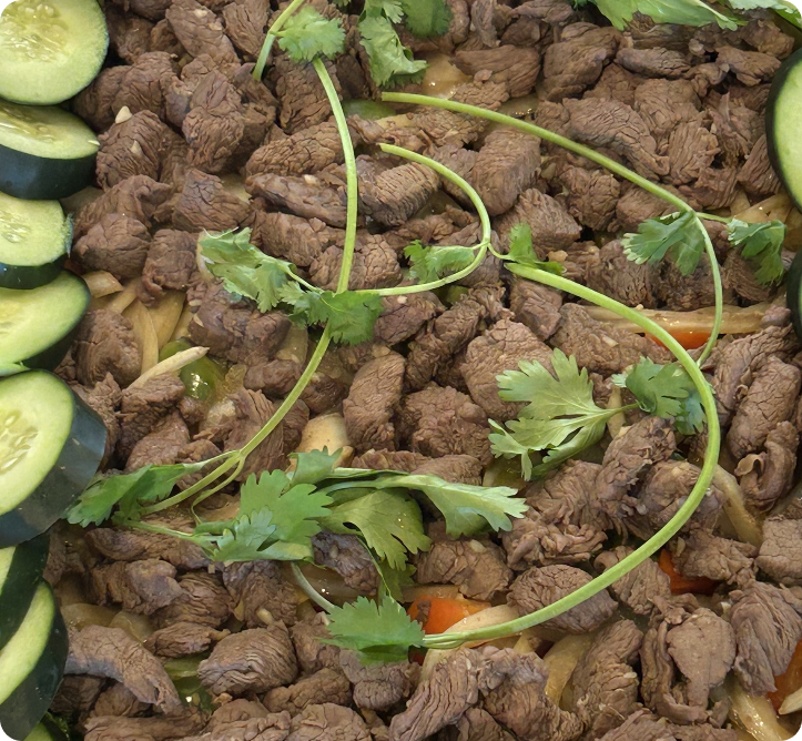 shaking beef with rice